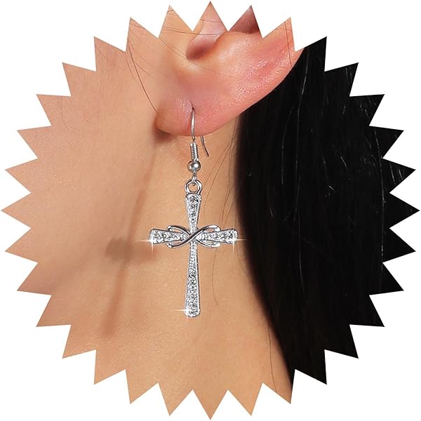 アクセサリー PREEK Cross Earrings baroque-cross-earrings-silver-